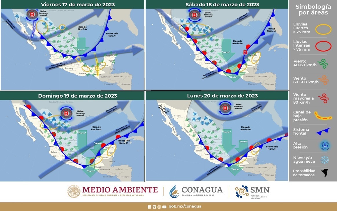 Tormenta invernal traerán probabilidad de lluvias, nieve y agua nieve